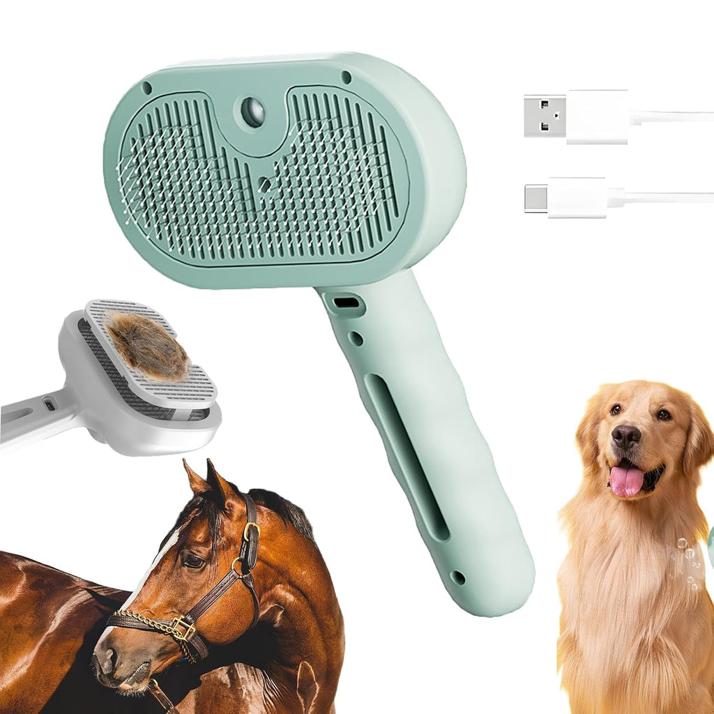 Chevaroo 3-in-1 Steam Brush – Steam, Deshed & Self-Clean Grooming Tool